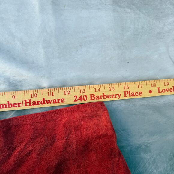 Women's Vintage Double D Ranch Wear Red Suede Leather Long Fringe Skirt Sz Large - Picture 8 of 8